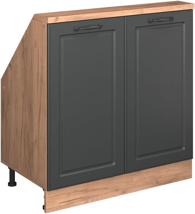 Meuble de Rangement sous Pente, 80 cm, Vicco, 83, 8 cm, 46 cm, 16 mm, 14, 8 cm, 22 mm, Anthracite Campagne/Chêne doré