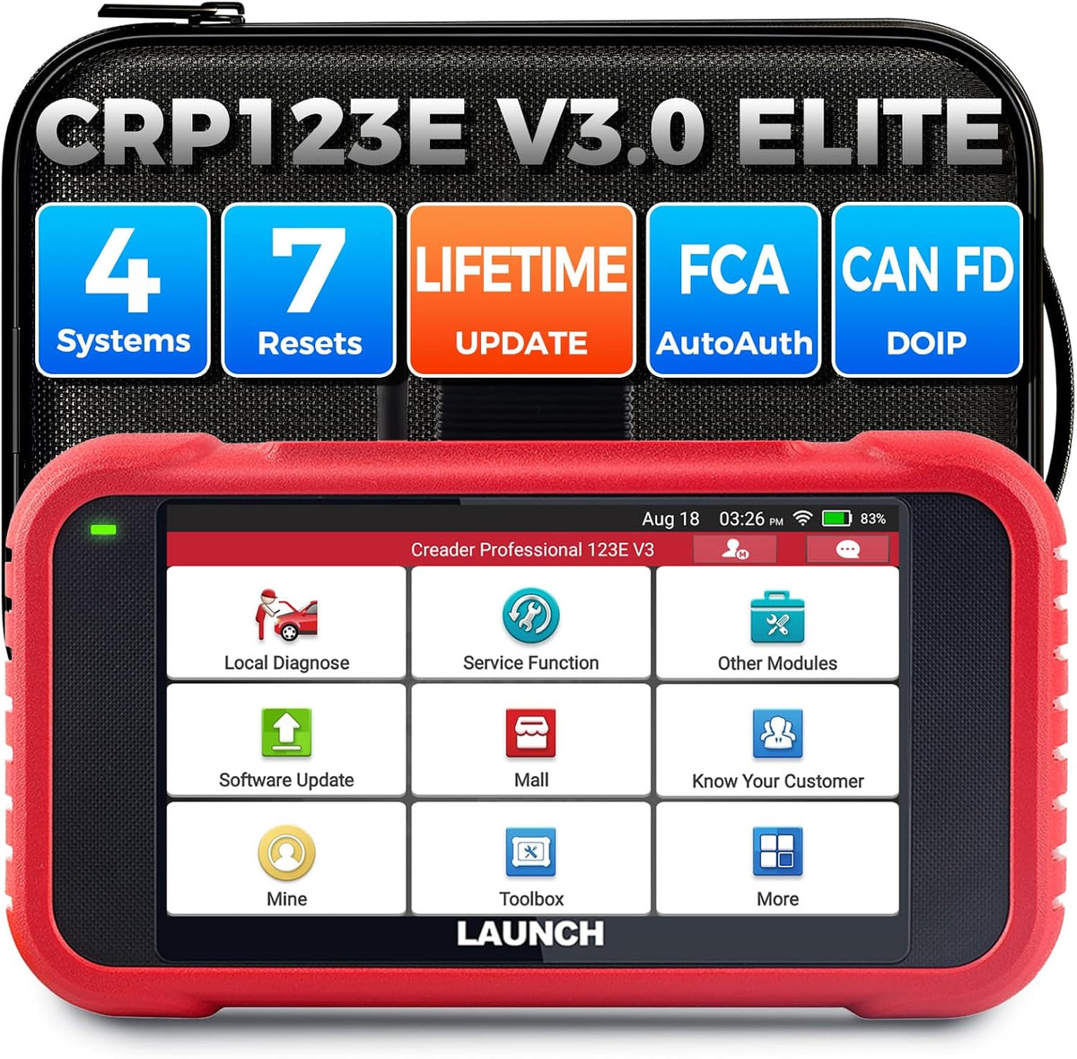 Outil diagnostics pour système de moteur OBD-II LAUNCH CRP123E, 6100mAH, 12V, commande tactile, portable
