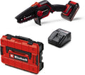 Einhell Tronçonneuse, batterie 2, 5 Ah, 18 V, 12, 5 cm, longueur de coupe de 12, 5 cm, pliable, brushless, chargeur