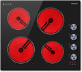Plaque de cuisson Karienvir 220-240V, cuisine Hob 4 brûleurs avec Safety Lock, 60 cm, 6000 W, 1800 W, 1200 W, 220 V, 240 V, 60cm, 6000W, 4 Zone