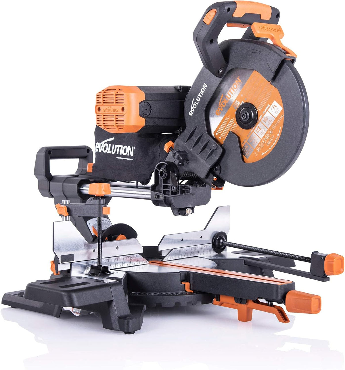réglable, Métal Lame Incluse 255mm, R255SMS-DB, 210 mm, 2000 W, 300 mm, 2 000 W, 45-45 ̊ Double Biseau, Le Bois, Scie, Evolution Power Tools