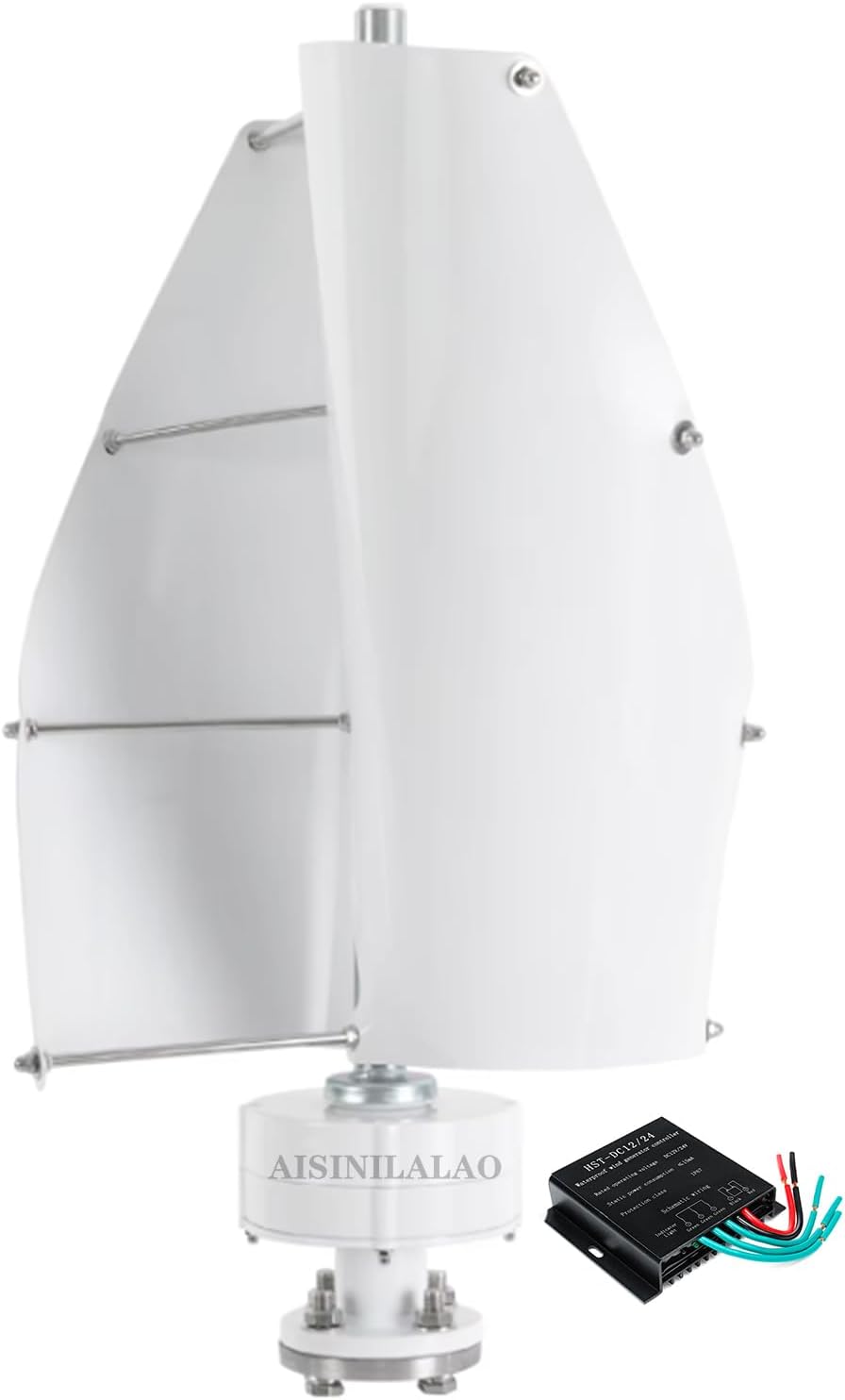 AISINILALAO Turbine éoliennes, Générateur D'éolienne Verticale en Spirale 400 W avec Contrôleur, 12 V, 24 V, 48 V, 62 dB, 12V, 24V, 48V