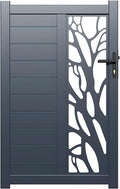 Vente-unique Porte battantes, Portillon battant aluminium semi ajouré à motifs L105 x H172 cm anthracite LABRIT II, 100 cm, 164 cm, 4.5 cm