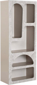 Vente-unique Étagère verticale, Etagére avec 5 niches, 60 cm, 150 cm, 32 cm, 157 cm, 69 cm, 10 cm, Effet marbre Gris, LUELA