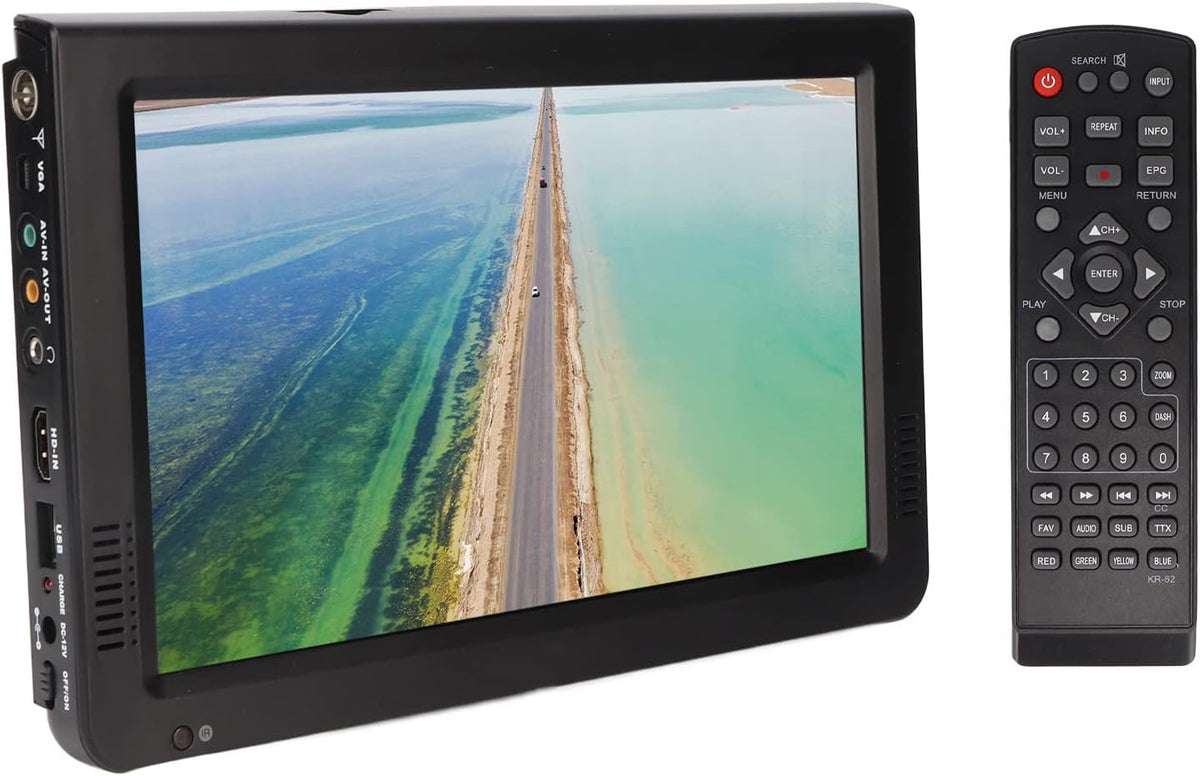 Téléviseur Annadue 1080p, Télévision Numérique à Batterie Rechargeable 1080p avec 2 Haut-parleurs, Cuisine, 10 Pouces, 32 mm, 12V, 24V