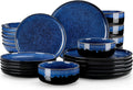 Service de table, 26 cm, avec 6 Assiettes Plates, vancasso, 21 cm, 960 ml, 1200 ml, 1400 °C, Service Vaisselle 6 Personnes