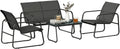 Salon de jardin, réglable, verre, Outsunny, Gris Foncé Noir