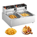 VEVOR Friteuse, avec Double Panier Amovible, acier inoxydable, 12 L, pour Poulet Frit Snack-Bars Cuisine, 8, 6 L, Grande Capacité de 12 L, 200 °C