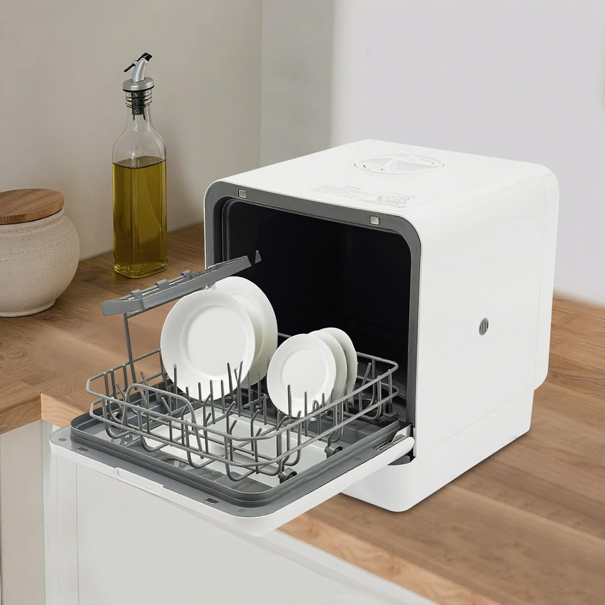 Lave-vaisselle YUYUZI, éclairage LED, 6 L, idéal pour les petites cuisines, 3 cm, 4 programmes, 72 °C, portable, réservoir d'eau