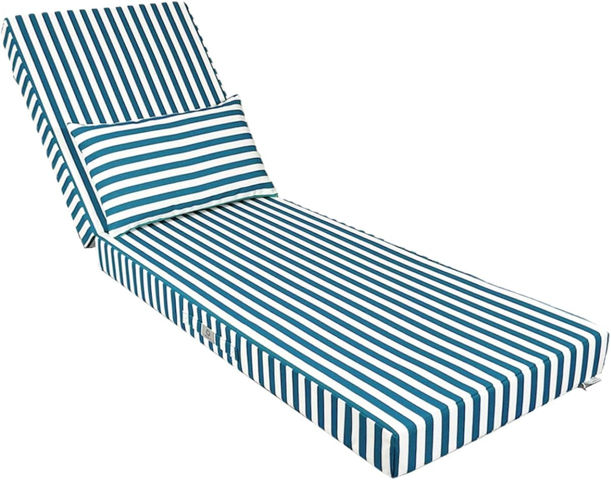 deco arts Bain de soleil, Tissu 270 g/m2 Oeko-TEX, 190 × 60 × 10 cm, Coussin Chaise Longue Jardin, 190 × 60 cm, 60 × 35 cm, 190 cm, Rayure Verte