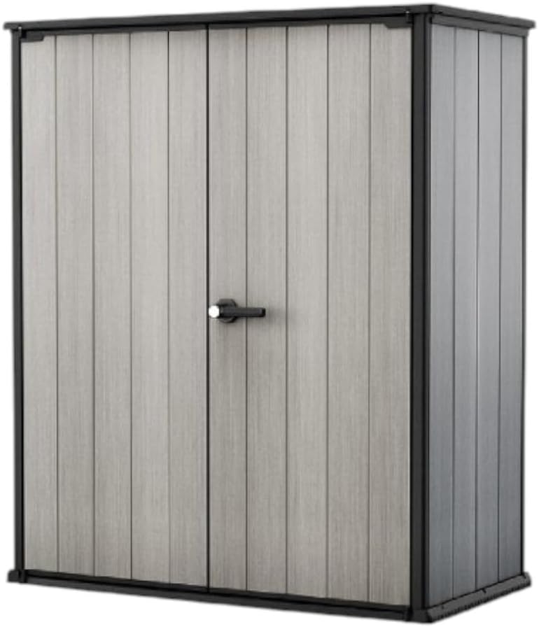 Abri de jardin, réglable, 2, 5 cm, Keter, 73, 7 cm, 67 cm, piscine et accessoires de vélo, 1, 4 × 1, 7 m, 2 étagères, gris et noir