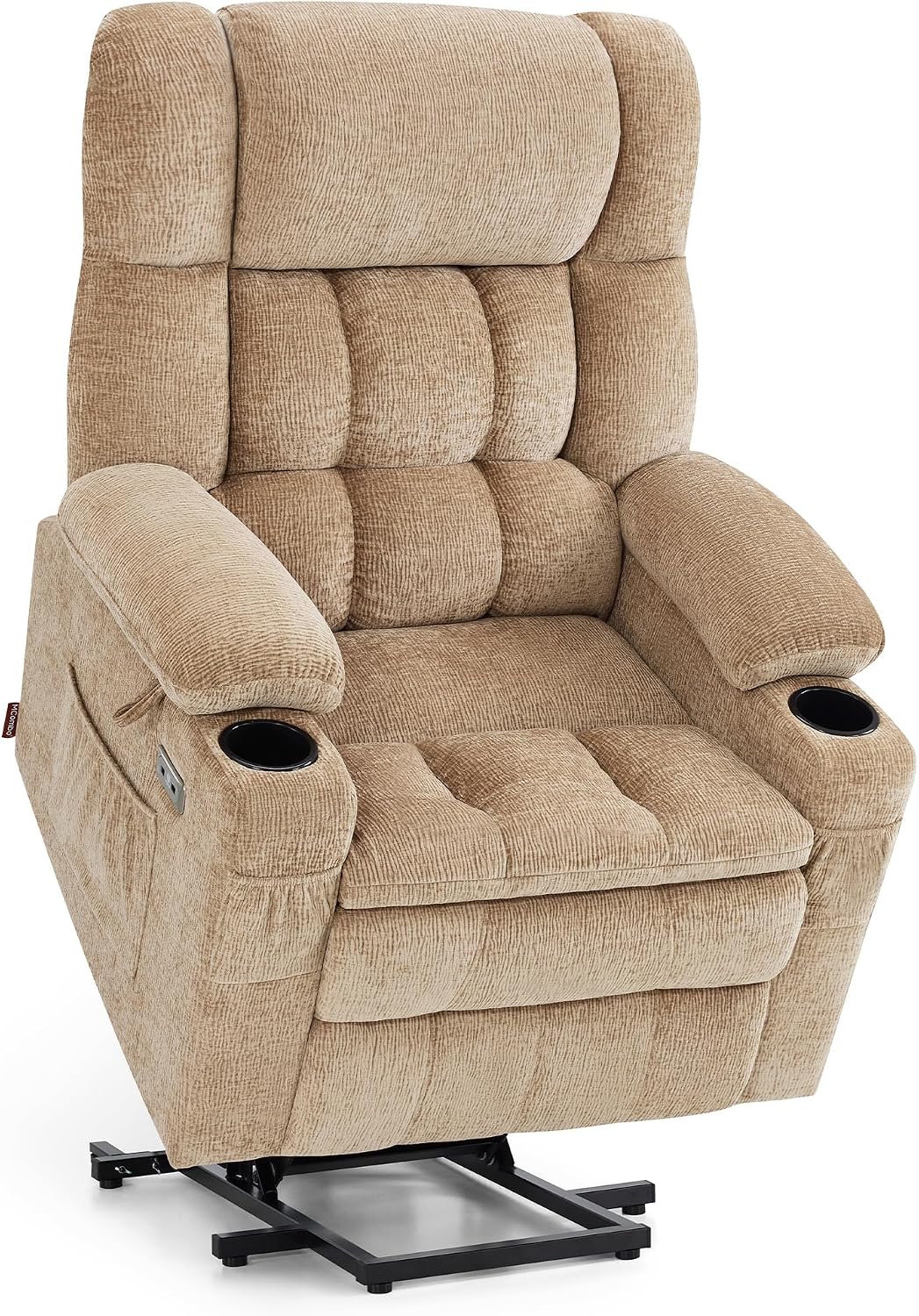 Fauteuil, 12 cm, réglable, M MCombo, 3-Moteurs, Fonction Allongée 165°, Mousse Pleine 35D 7546, Dossier, Chenille-Beige