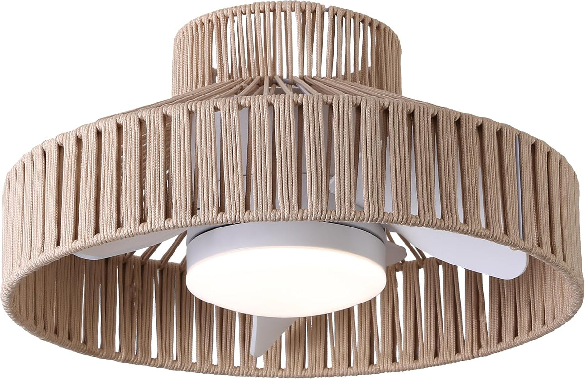 Sulion Ventilateur de plafond, 18 W, télécommande, 5 vitesses, 38 dB, 52 cm, 6000 m3/h, éclairage LED, réglable, minuterie, minuteur