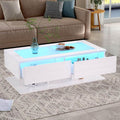 Table basse EURHCIO 50x100x35, 50 × 100 × 35 cm, verre, télécommande, pour Salon, 100 × 50 × 35 cm, 2 Tiroirs, éclairage LED