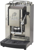 Machine à café FABER, réglable, 44 mm, acier inoxydable, 1 l, verre, porte-dosette amovible et bidon en verre, Glossy
