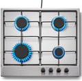Top Plaque de cuisson, 7060 W, Plaque Gaz 4 Feux en Acier Inoxydable, 60cm, 2400W, 1880W, 900W, 4 Brûleurs, Encastrable Table de Cuisson 60cm