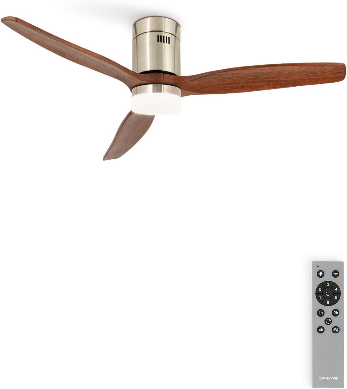 CREATE Ventilateur de plafond, 6 vitesses, télécommande, Ø132 cm, 40W, 15W, éclairage LED, réglable, minuterie, Puissance