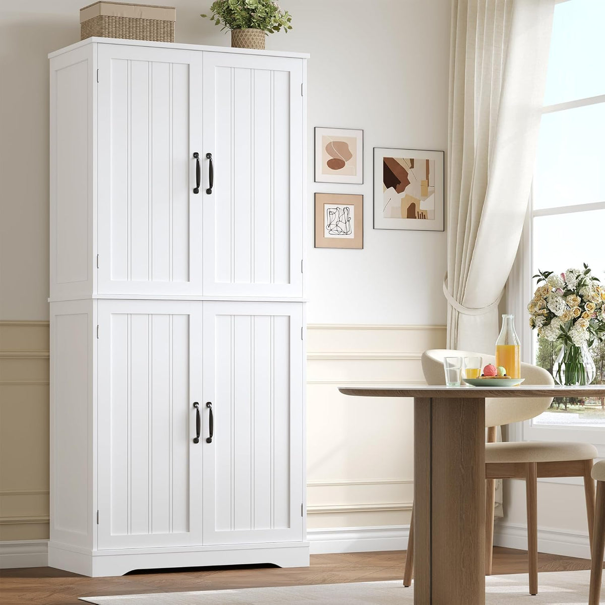 Buffet HOCSOK, 180 cm, Meuble de Cuisine avec 4 Portes et Poignée en Métal, 79, 5 L, 7, 2 cm, 4 étagères