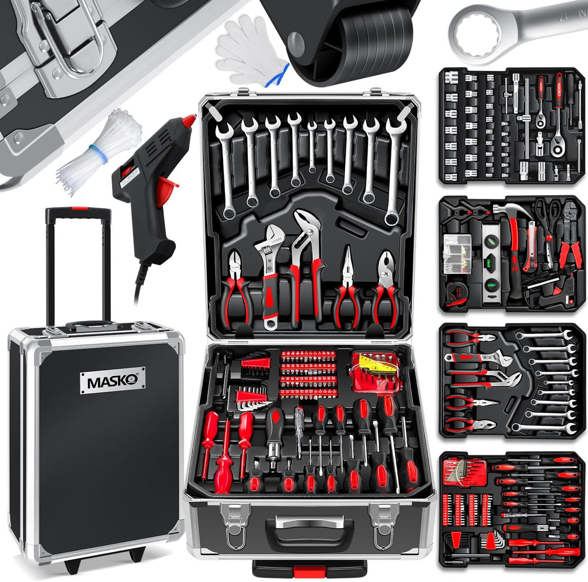 Masko Boîte à outils, Valise à Outils 969 Pièces, portable