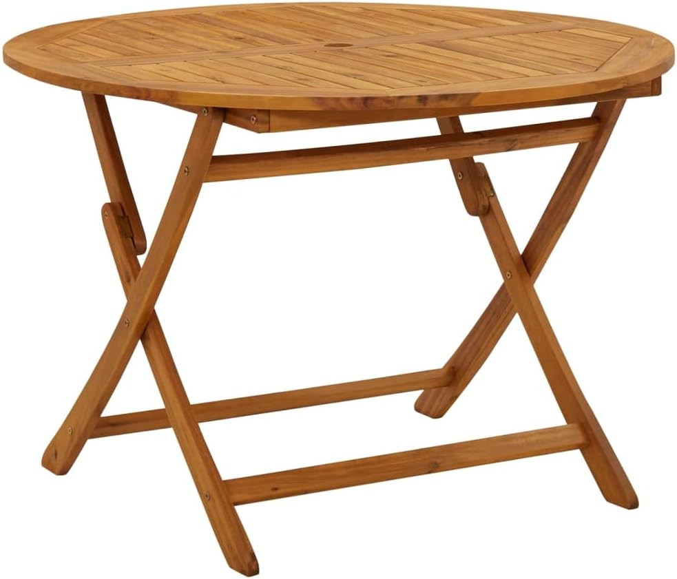 Table à manger vidaXL, Table pliable de jardin 110 cm Bois d acacia massif, 110 × 75 cm