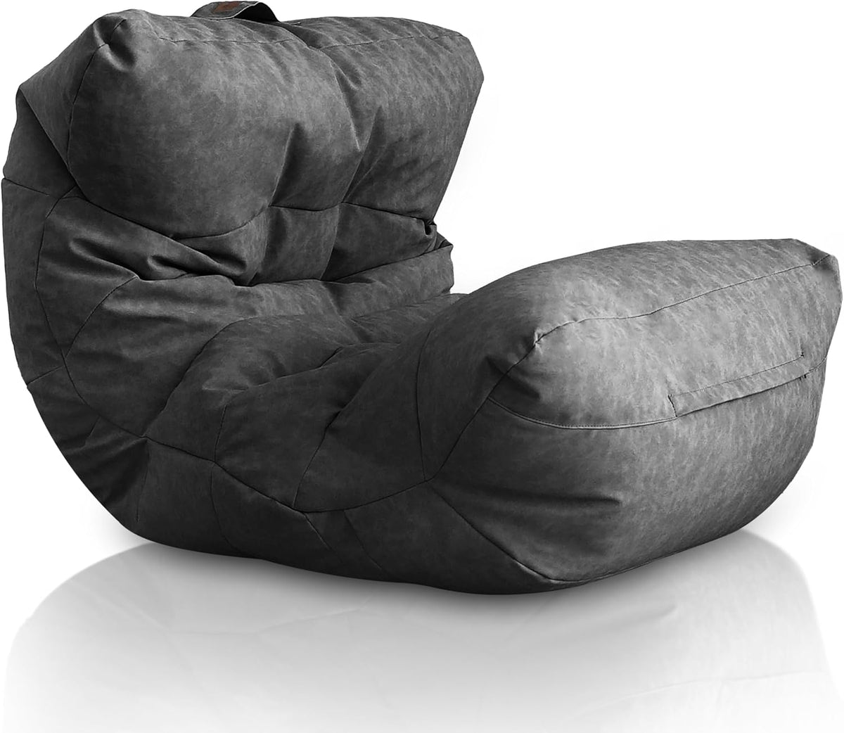 Fauteuil Aiire, Pouffe Géant Interieur Adulte ou Ado avec Remplissage pour Décoration de la Chambre, Gros Bean Bag XXL ou Coussin de Sol Gris Foncé